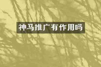 神马推广有作用吗