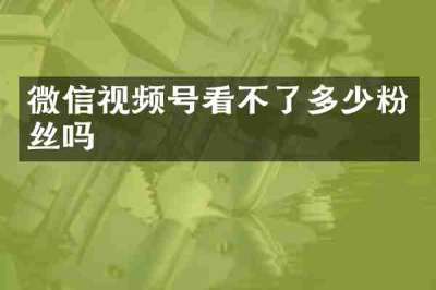 微信视频号看不了多少粉丝吗