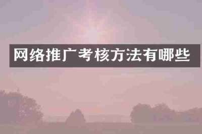 网络推广考核方法有哪些