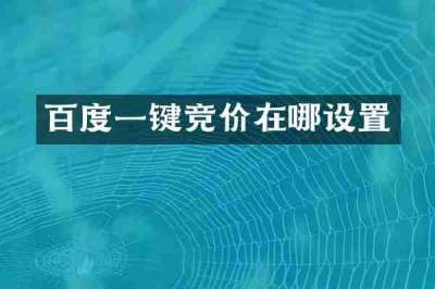 百度一键竞价在哪设置