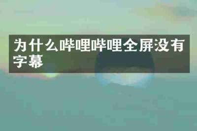 为什么哔哩哔哩全屏没有字幕