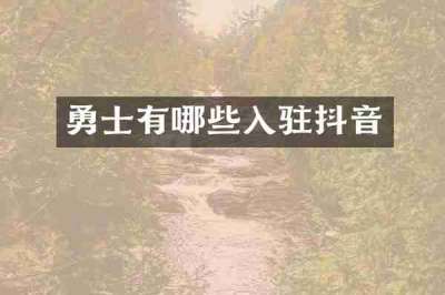 勇士有哪些入驻抖音