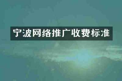 宁波网络推广收费标准