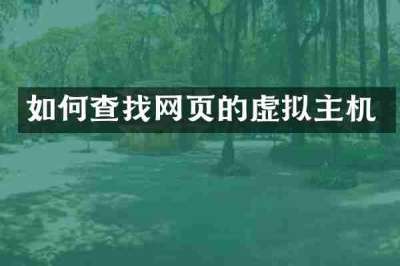 如何查找网页的虚拟主机
