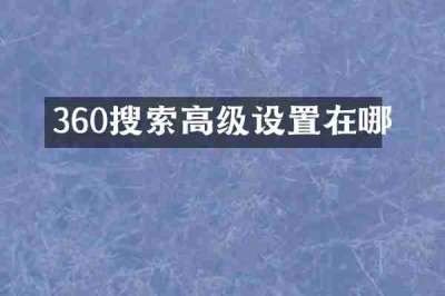 360搜索高级设置在哪