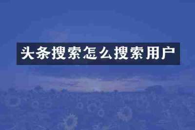 头条搜索怎么搜索用户