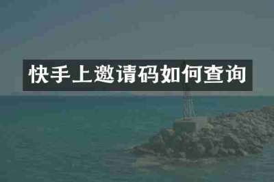 快手上邀请码如何查询