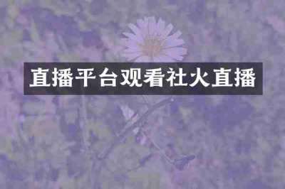 直播平台观看社火直播