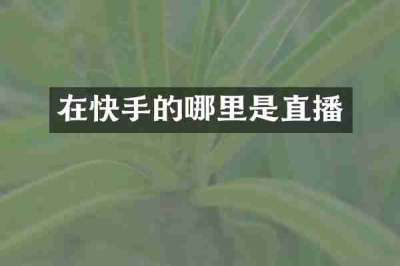 在快手的哪里是直播