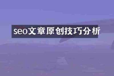 seo文章原创技巧分析