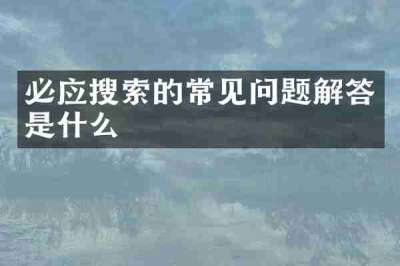 必应搜索的常见问题解答是什么