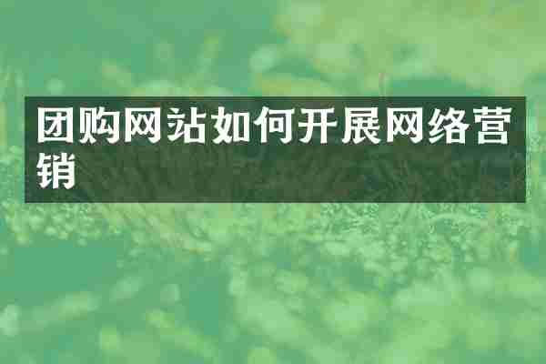团购网站如何开展网络营销