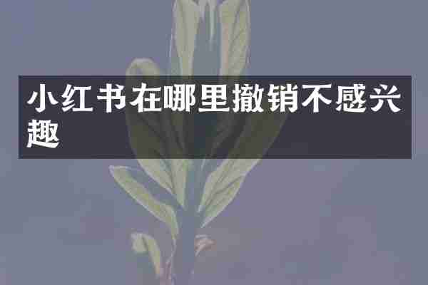小红书在哪里撤销不感兴趣