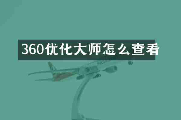 360优化大师怎么查看