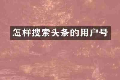 怎样搜索头条的用户号