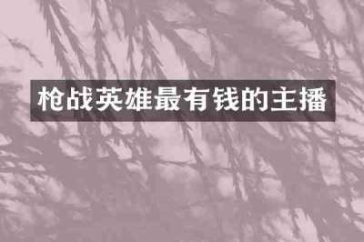枪战英雄最有钱的主播