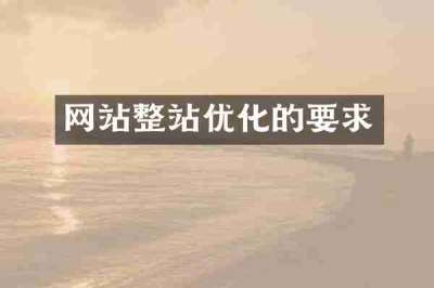 网站整站优化的要求