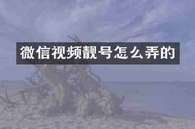 微信视频靓号怎么弄的