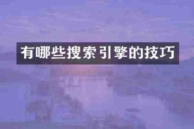有哪些搜索引擎的技巧