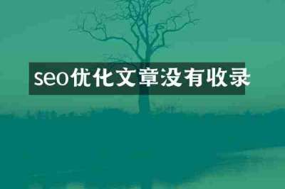 seo优化文章没有收录
