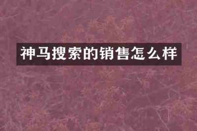 神马搜索的销售怎么样