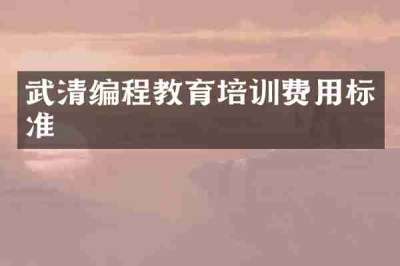 武清编程教育培训费用标准