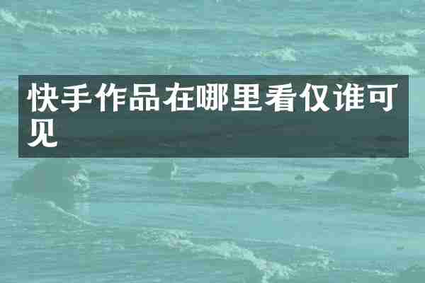 快手作品在哪里看仅谁可见