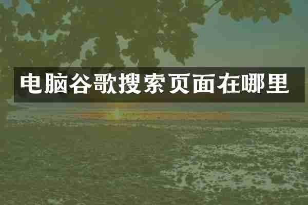 电脑谷歌搜索页面在哪里