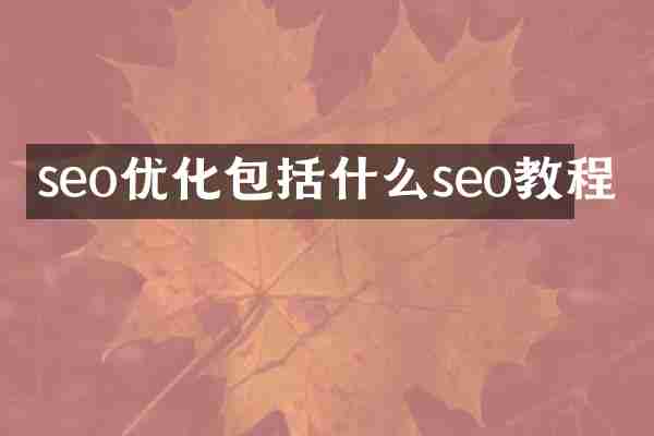 seo优化包括什么seo教程