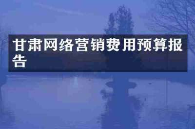 甘肃网络营销费用预算报告