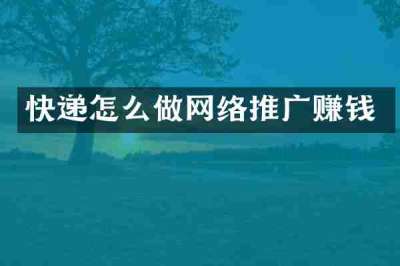 快递怎么做网络推广赚钱