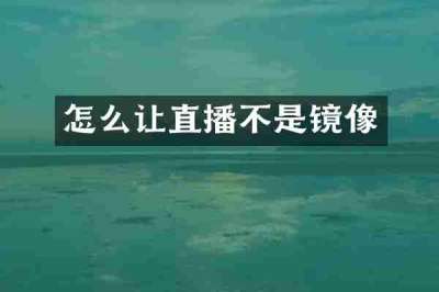 怎么让直播不是镜像