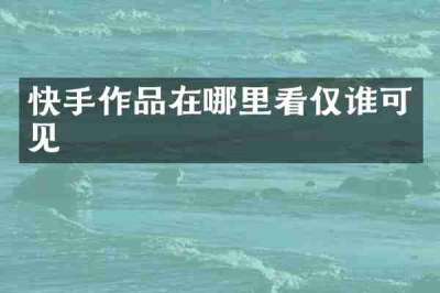 快手作品在哪里看仅谁可见