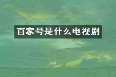 百家号是什么电视剧
