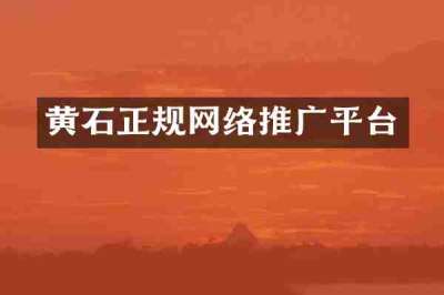 黄石正规网络推广平台