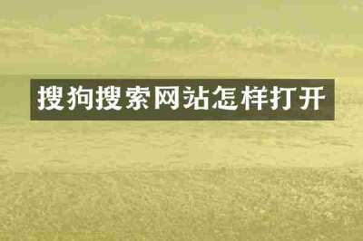 搜狗搜索网站怎样打开