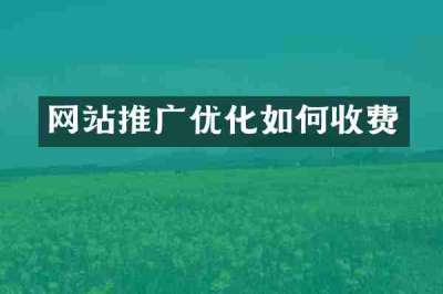 网站推广优化如何收费