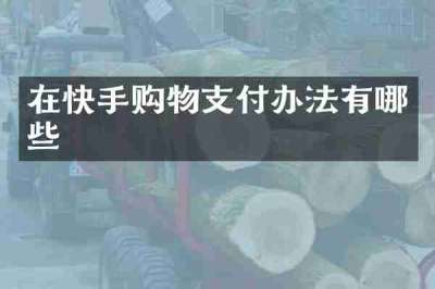 在快手购物支付办法有哪些