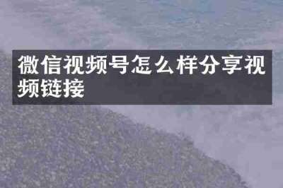 微信视频号怎么样分享视频链接