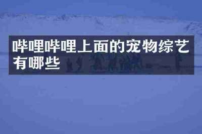 哔哩哔哩上面的宠物综艺有哪些