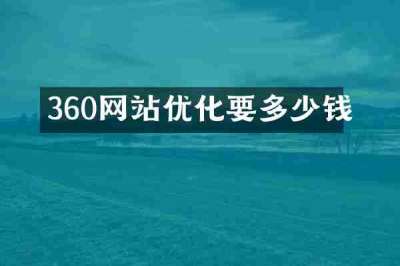 360网站优化要多少钱