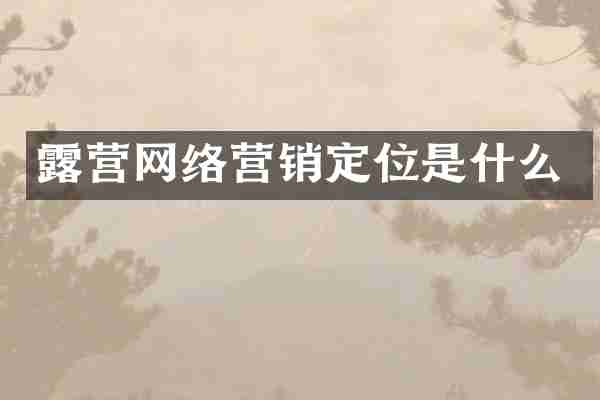 露营网络营销定位是什么