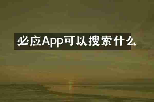 必应App可以搜索什么