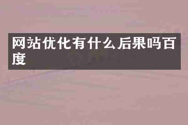 网站优化有什么后果吗百度