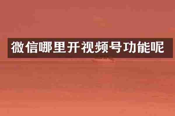 微信哪里开视频号功能呢