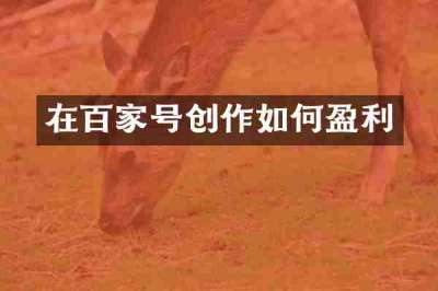 在百家号创作如何盈利