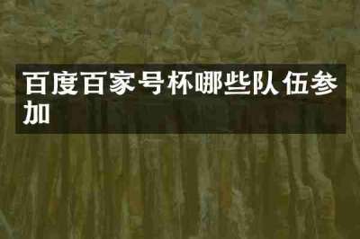 百度百家号杯哪些队伍参加