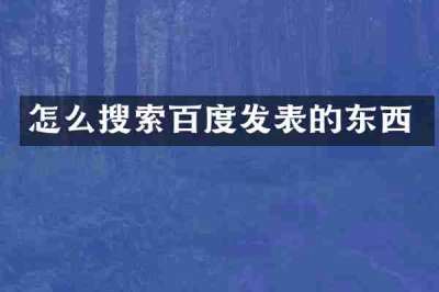 怎么搜索百度发表的东西