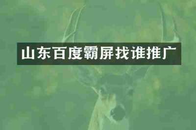 山东百度霸屏找谁推广