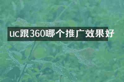 uc跟360哪个推广效果好